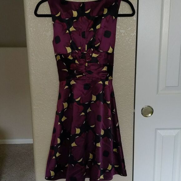 Cynthia Steffe 100% Silk Dress Fit and Flare Purple Bow 2 - Picture 7 of 8